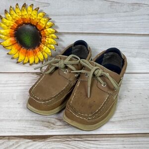 Sperry Top-Sider Lanyard Kids Brown Leather Boat Shoes Loafers YB46122A Size 13M